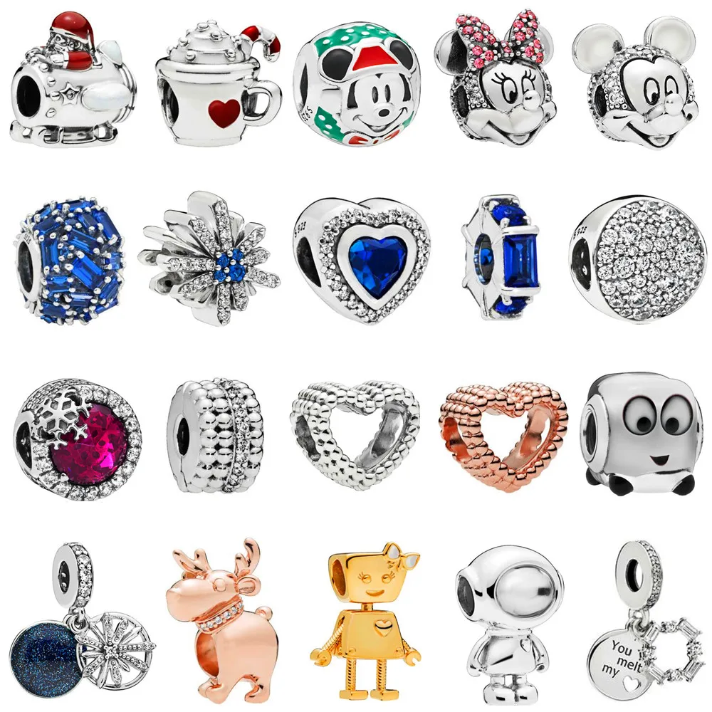 

2018 Winter Collection Snowflake Heart Dangle Charm Bead Fits Charm Bracelet Original 925 Sterling DIY Making Christmas