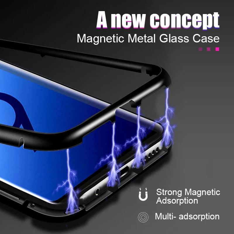 Artisome Magnetic Adsorption Case For Samsung Galaxy S8 S9 Plus Case For Samsung Note 8 Magnet Metal Tempered Glass Back Cover   (11)