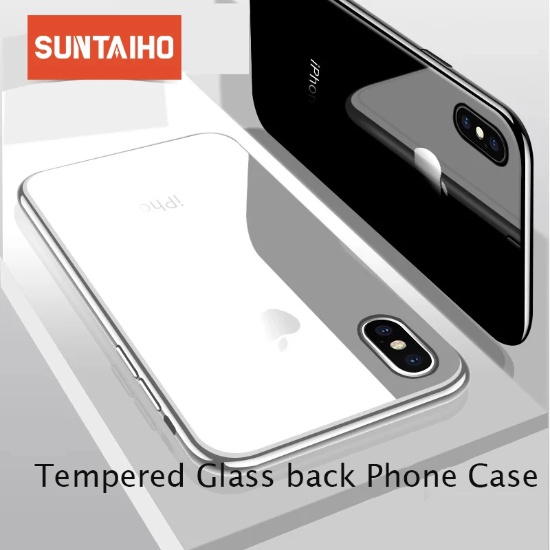 Suntaiho Tempered Glass Case for iPhone X Back Cover Glass Case for iPhone 7 7 Plus Plating Edge Phone Case for iPhone 8 6 Plus Suntaiho Tempered Glass Case for iPhone X Back Cover Glass Case for iPhone 7 7 Plus Plating Edge Phone Case for iPhone 8 6 Plus