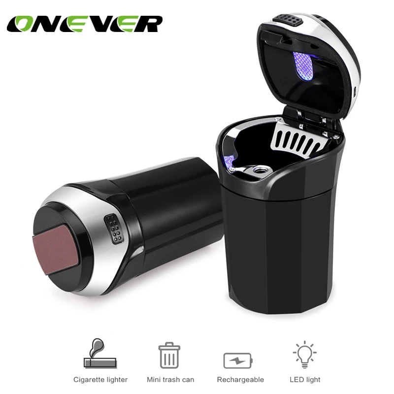 

Onever Rechargeable Car Ashtrays Trash Can Car Styling Auto Accessories For Kia Ceed For Nissan with Removable Cigarette Lighter