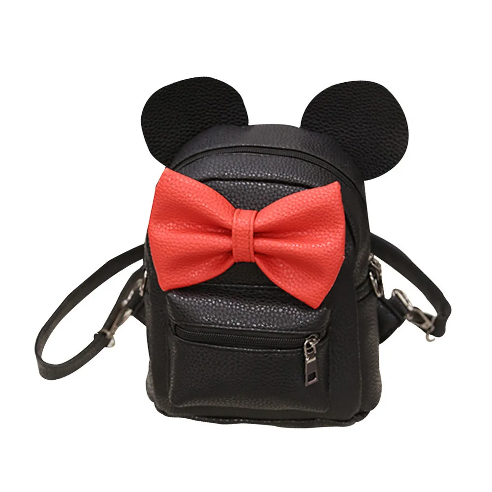 

New Mickey Backpack Pu Leather Female Mini Bag Women's Backpack Sweet Bow Teen Girls Backpacks School Bag сумка женская