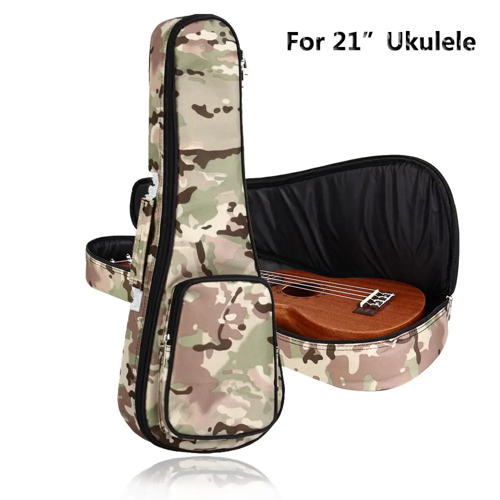 

21 Inch Matte Cloth Ukulele Box Packsack Backpack Plush inside Strap Carry Case Camouflage Waterproof NEW