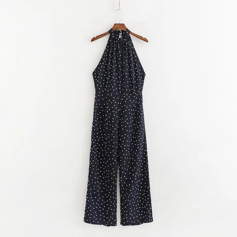 Polka Dot Halter Neck Black Women Jumpsuit 2019 New Sexy Woman Off Shoulder Jumpsuits LT22