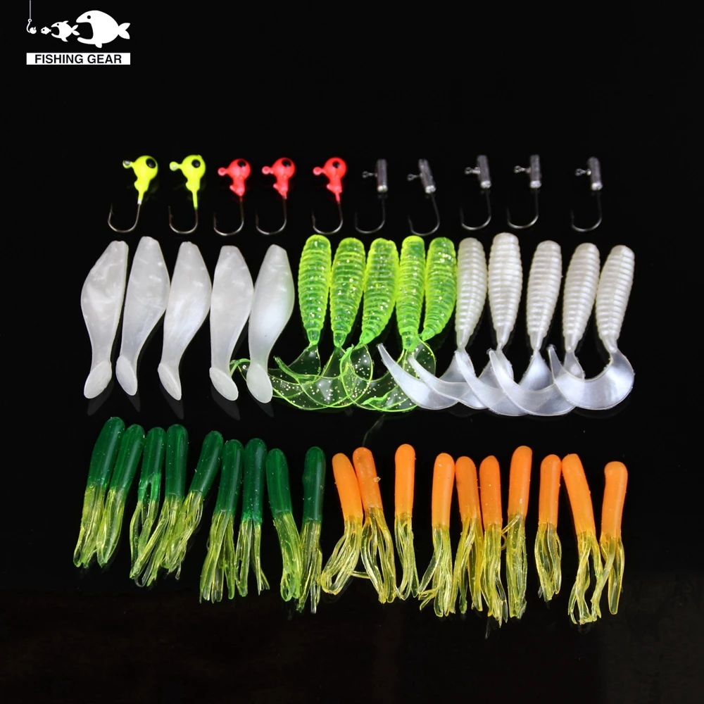 35pcs soft plastic lures silicone bait jig head iscas artificiais carp