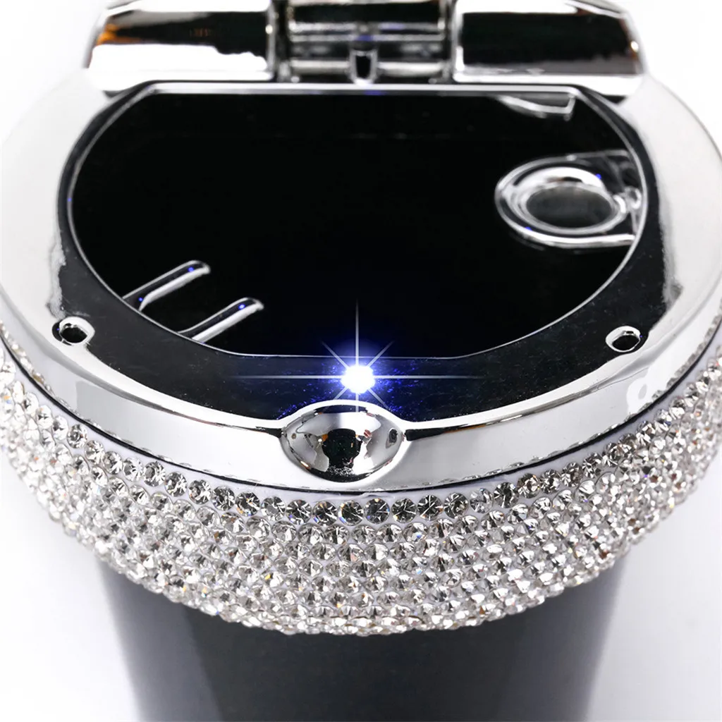 

Auto LED Ashtray Light Rhinestone Auto Travel Cigarette Ashtray Holder Cup coche Car-Styling /6.5