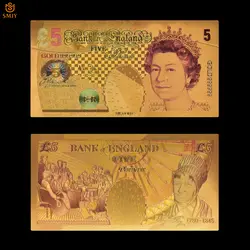 Британский красочные Золотая банкнота 5 фунт Реплика оригинальный бумага деньги евро банкноты коллекция для сувенир подарки