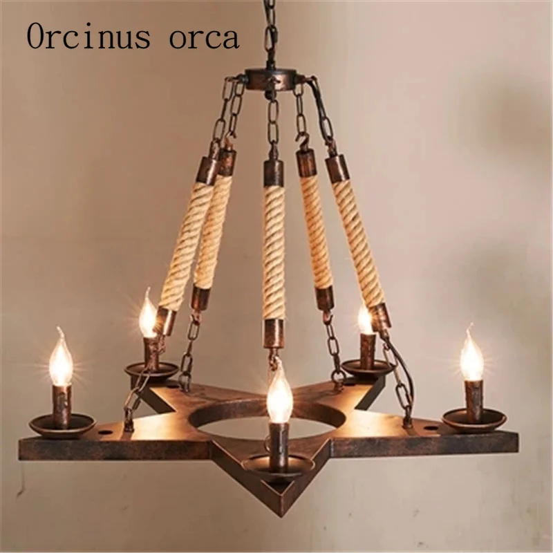 

One American industrial wind rope chandelier chandelier bar restaurant retro clothing store creative decorative lamp