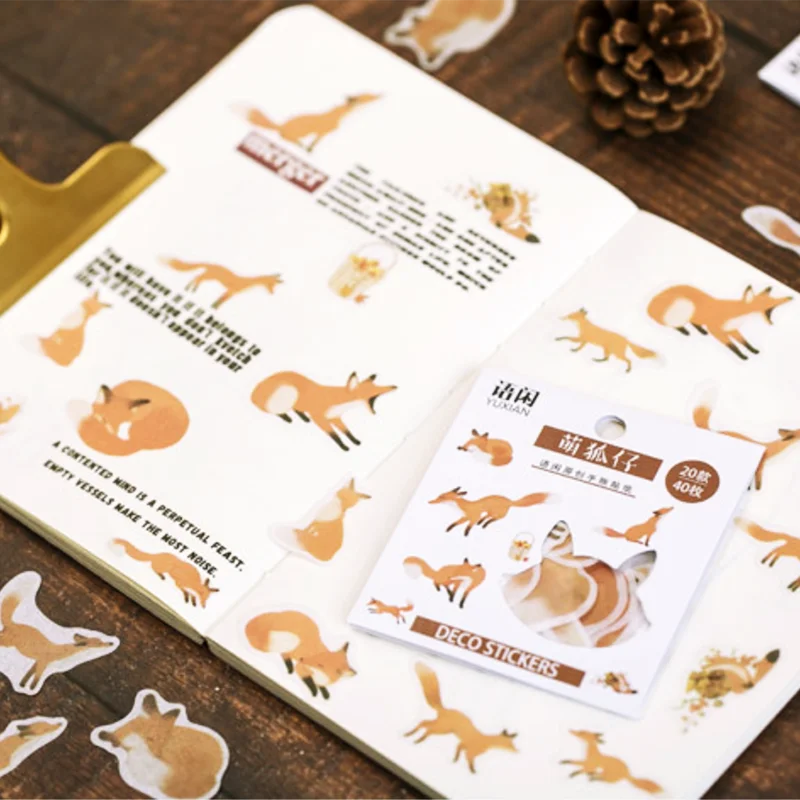

40Pcs/pack Kawaii Animal Stickers Scrapbooking Pack Creative Cartoon DIY Journal Decorative Adhesive Label Stationery Supplies