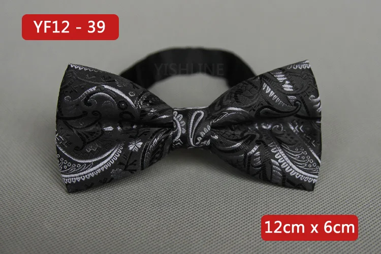 YISHLINE NEW Men's Bow Tie Gold Paisley Bowtie Business Wedding Bowknot Dot Blue And Black Bow Ties For Groom Party Accessories - Цвет: YF12-39