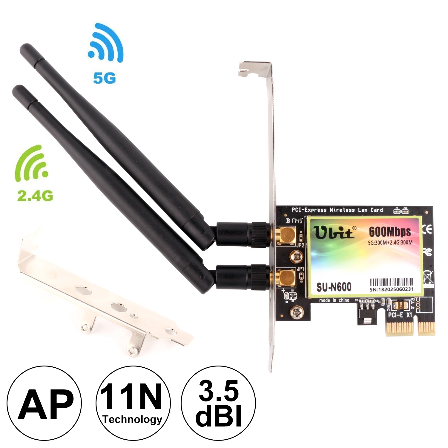 

Ubit Wireless N600 Expansion Card Desktop Built-in Dual-frequency 300M Wireless WI-FI Network Card 2.4g/5g Support AP Launch