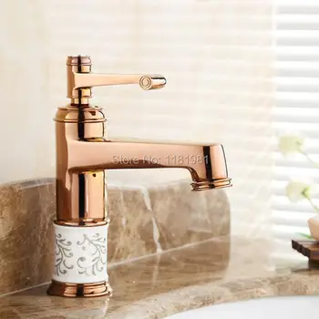 

Luxury Rose Gold copper blue and white porcelain body brass Single hole single handle faucet RS335