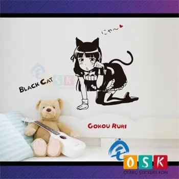 

My sister how can it be so cute black cat five more glass wall stickers cat ears mother maid clothes stickers