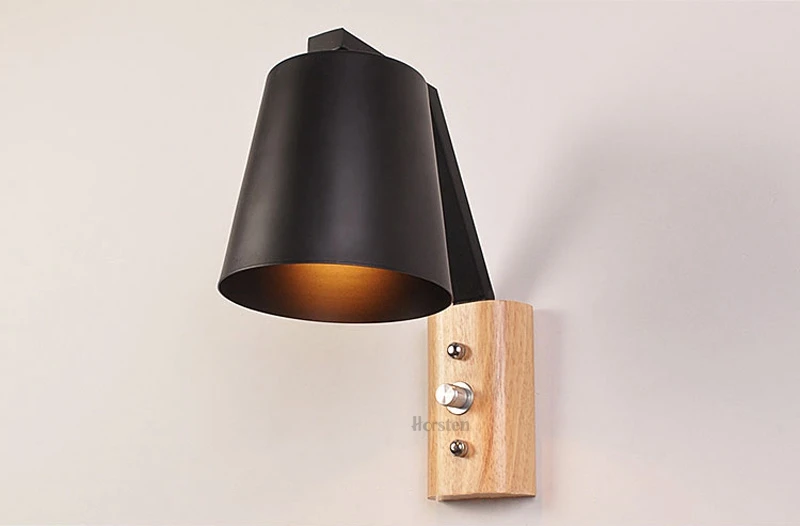 Horsten Modern Wall Lamps Sconces Living Room E27 Wooden Iron Restaurant Bedroom Decorative Wall Lights Lamparas Home Lighting Fixture (6)