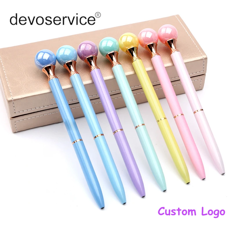 

Fashion Colorful Pearl Metal Ballpoint Pens Custom Logo Students Gifts Pens Stationery Material Escolar Bolis Escolares Office