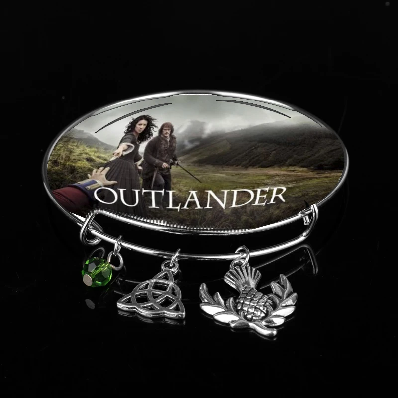 

Movie Outlander Scottish Bracelet Hollow-out Irish Knot Scottish Thistle Amulet Bangle Bracelet For Women Men Charm Wristband