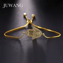 JUWANG, браслет Хамса, для женщин, девушек, золотой цвет, регулируемый, Femme, вечерние, свадебные, модный, браслет, ювелирное изделие, подарок