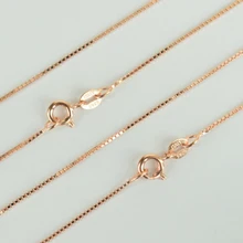 Настоящее 925 пробы, серебряное и розовое золото, тонкое ожерелье-цепочка в коробке, подвески для женщин, мужчин, детей, девочек и мальчиков