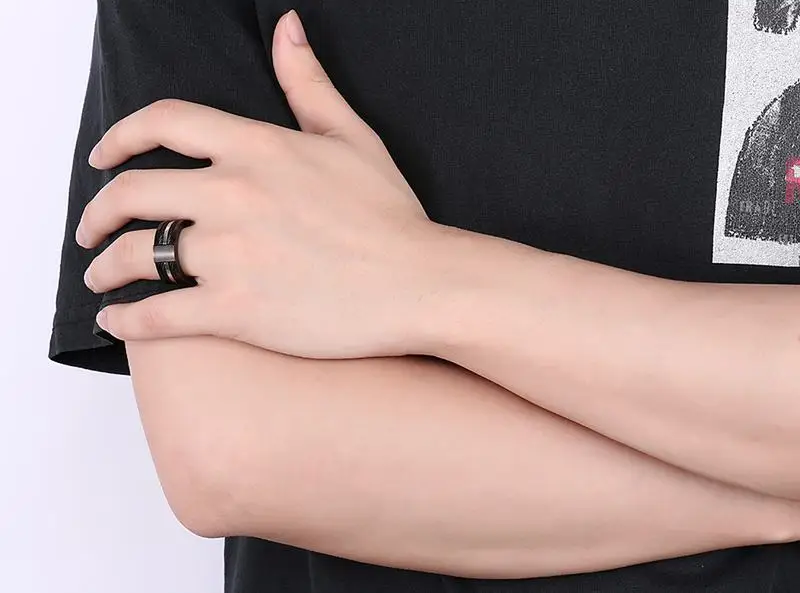 Meaeguet Wire Black Ring For Men 9MM Wide Male Party Stainless Steel Cables Rings Punk Rock Ring Men Jewelry (26)