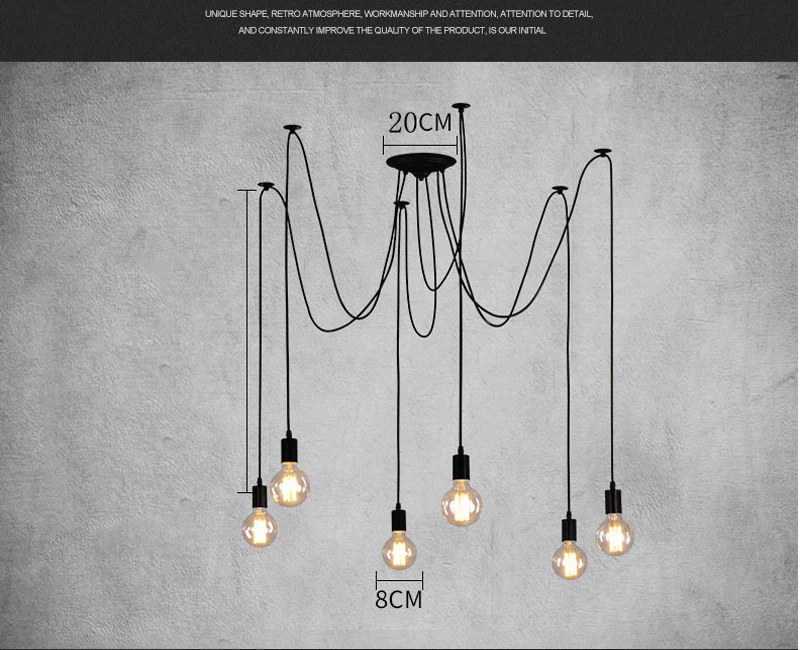 DIY Creative Spider Lamp led Pendant Chandelier Lights-Size