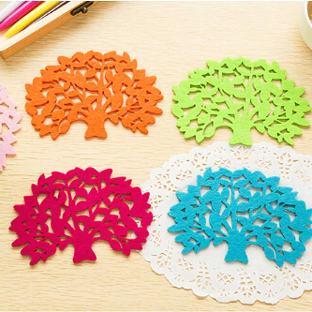 

Placemat Disc Tree Shaped Heat Pad Insulation Household Coasters Cup Dish Coffee Heat Proof Mat Pads for Table Random color