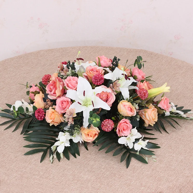 JAROWN Podium Bouquet Meeting Table Flower Business Artificial Fake Rose Lily Flowers Wedding Party Decor Rostrum Front Desk Put (8)