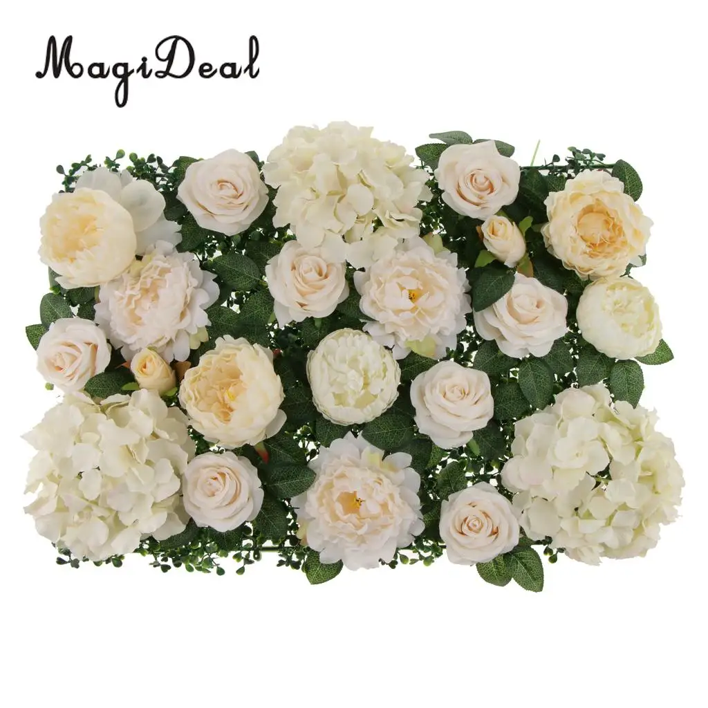 Artificial Rose Peony Hydrangea Flower Wall Panels Backdrop Blue