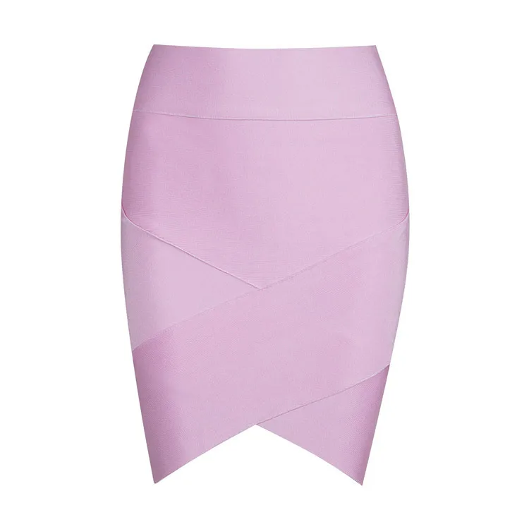 Bqueen повседневные женские одноцветные Асимметричные эластичные мини-юбки с завышенной талией, летние Сексуальные облегающие Облегающие юбки-карандаш - Цвет: Розовый
