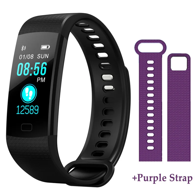 Умный Браслет TimeOwner Y5, пульсометр, измеритель артериального давления, высокая яркость, цветной экран, умный браслет, браслет, уведомление - Цвет: add 1 purple strap