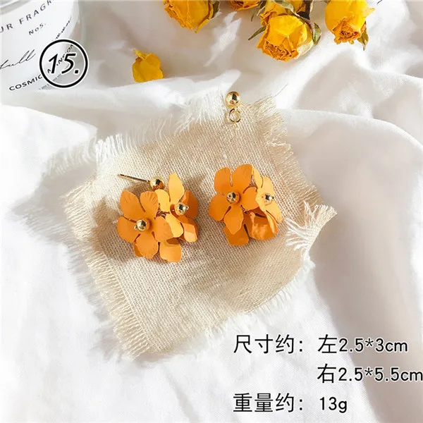 Корейские оранжевые акриловые серьги с геометрическими кисточками осень-зима, женские серьги-подвески, модные ювелирные аксессуары,-DDE - Окраска металла: 15