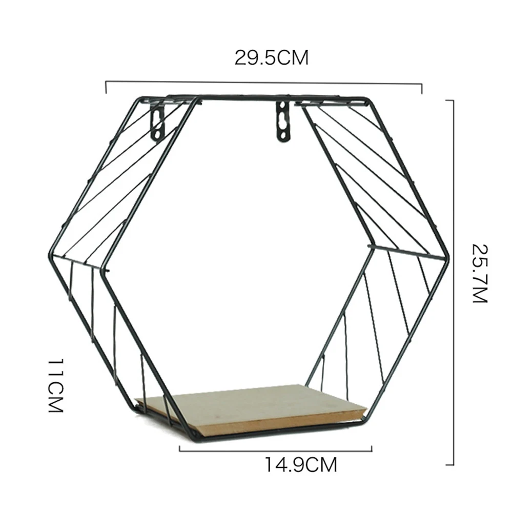 Железная шестиугольная настенная полка в скандинавском стиле, комбинированная настенная подвесная геометрическая фигура для украшения стен, гостиной, спальни