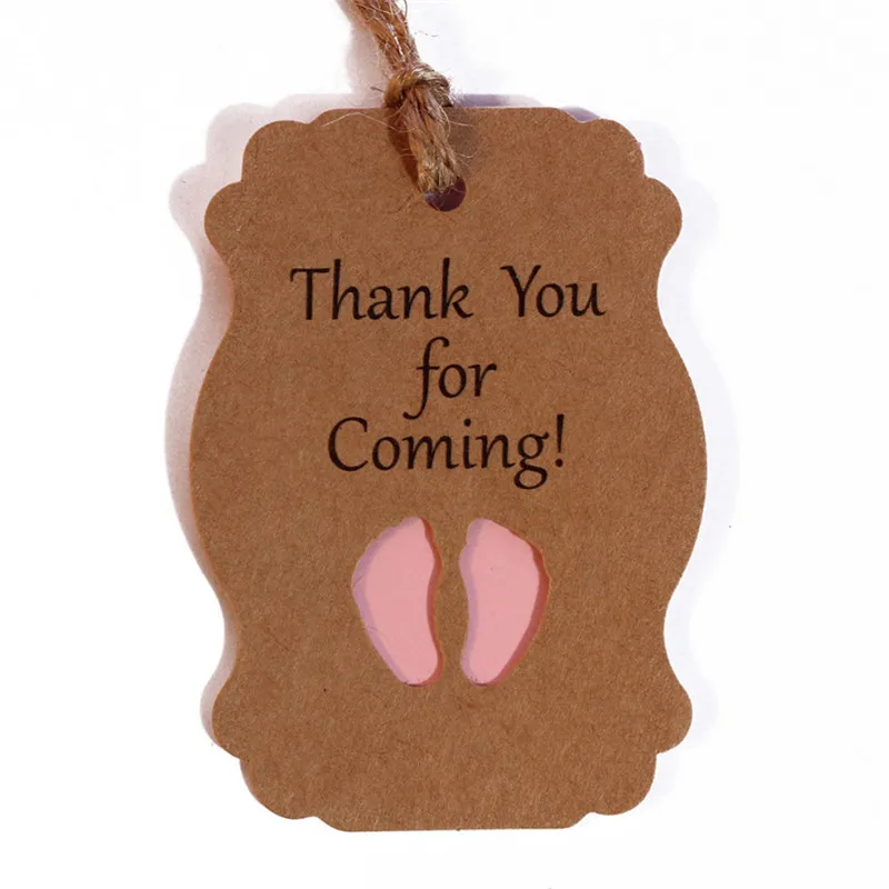 25pcs Thank You for Coming Kraft Paper Tag Baby Shower Decorations Gift Packaging Tags Boy Birthday Party Kids Candy Box Label-S