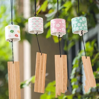 

Japanese cherry ceramic chime hanging ornaments bedroom cute girl Christmas birthday gift bell pendant door decoration
