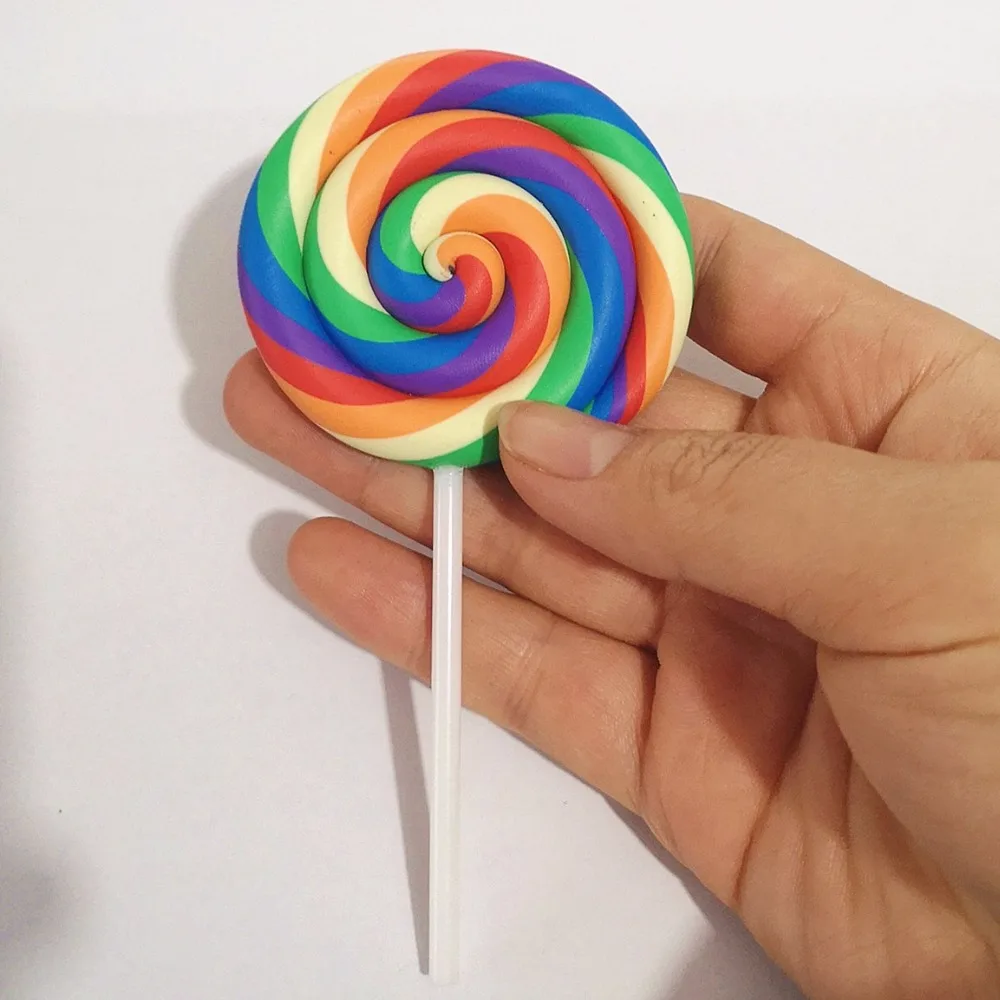 1/2PCS Big Simulate Clay Lolipop Cute Plasticine Candy Flat back For Kids DIY Phone Decoration