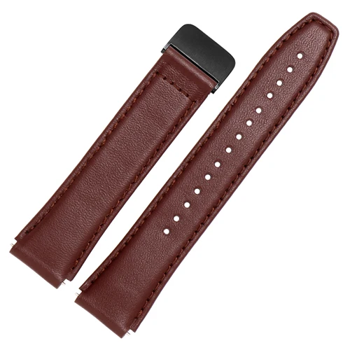 Soft calf leather strap striped watch band for HUAWEI B5 smart Bracelet replacement wrist strap - Цвет ремешка: Brown A