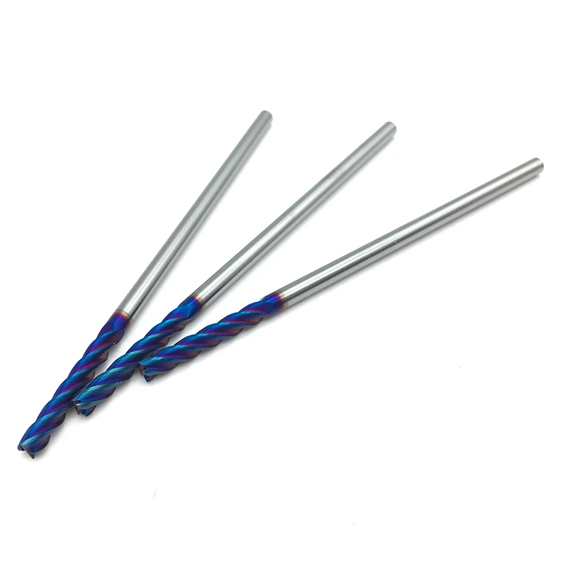 

1PC 4mm End Mill HRC65 4 Flute D4*20*100 100mm Long Fattened End Mills Straight Slim Shank nACo-Blue Coated Milling Cutter