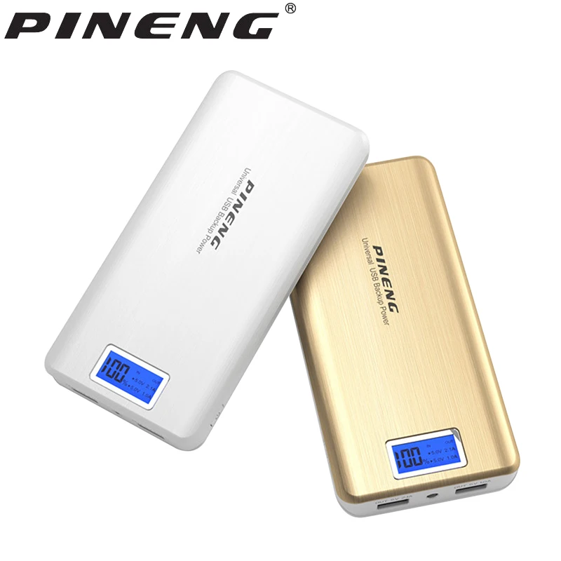 PINENG Power Bank 20000mAh LED External Battery Portable Mobile Fast Charger Dual USB Ouput Poverbank Portable Backup With Cable