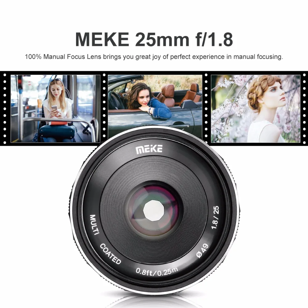 Meike MK с фокусным расстоянием 25 мм f/1,8 объектив с широкой диафрагмой и Широкий формат объектив Ручной для ЖК-дисплея с подсветкой Fujifilm X-T20 X-T2 X-E3 X-T1 X-A2 X-E2 X-E2s X-E1 камеры+ подарок