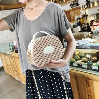

Fashion Straw Woven Shoulder Messenger Handbags Casual Summer Beach Women Small Chain Crossbody Bags 2019 Hot Selling