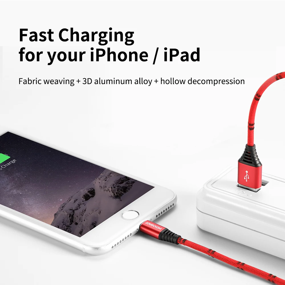 Joyroom Lightning USB кабель для передачи данных для iPhone 5 SE 6 7 7S 8 Plus X iPad Air нейлоновый зарядный кабель для Apple iPhone зарядный кабель