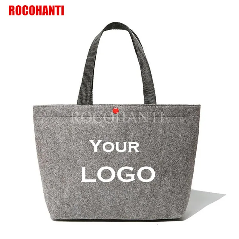 100x перерабатывать шерсть Фетр Ткань многоразовые сумки индивидуальные печать логотипа компании подарок бутик Эко сумки рекламы