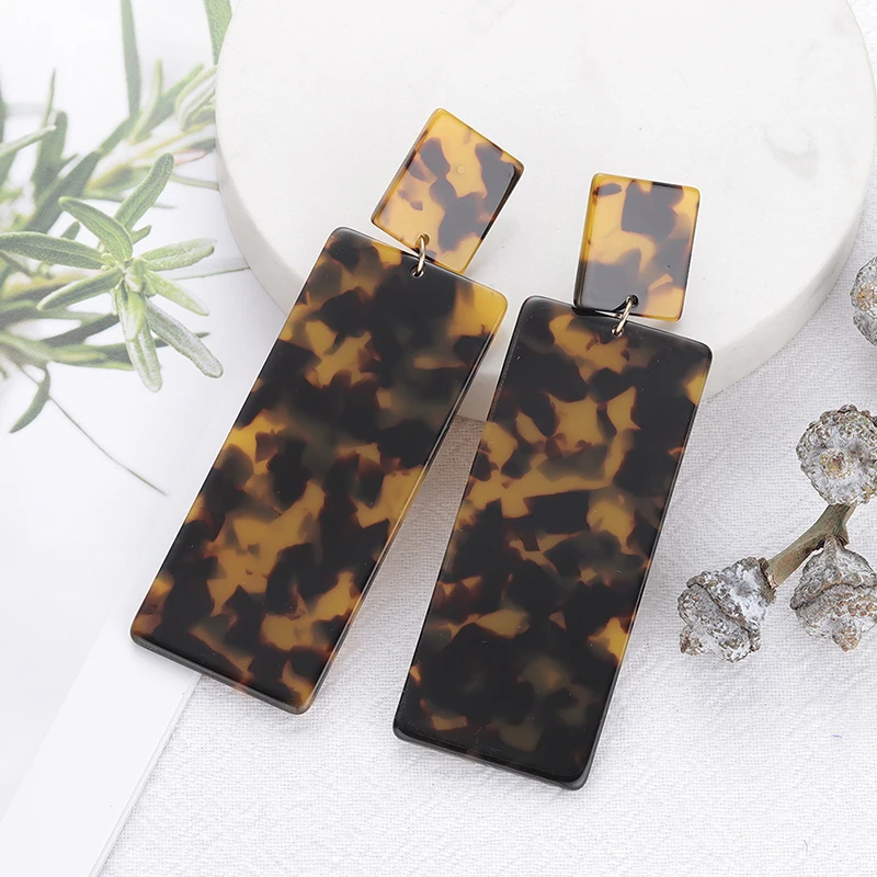 

Big Square Geometry Long Dangle Earrings Acetate Board Acrylic Earrings For Women Exaggeration Vintage Jewelry Earring Wholesale
