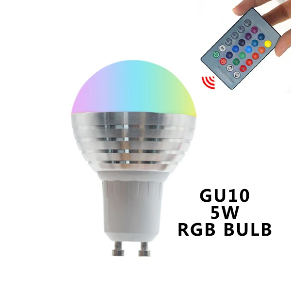 1 шт. AC85V-265V E27 E14 диммер светодиодный RGB лампа свеча 5 Вт светодиодный RGBW прожектор волшебное праздничное освещение+ ИК пульт дистанционного управления 16 цветов - Испускаемый цвет: GU10 5W RGB  BULB