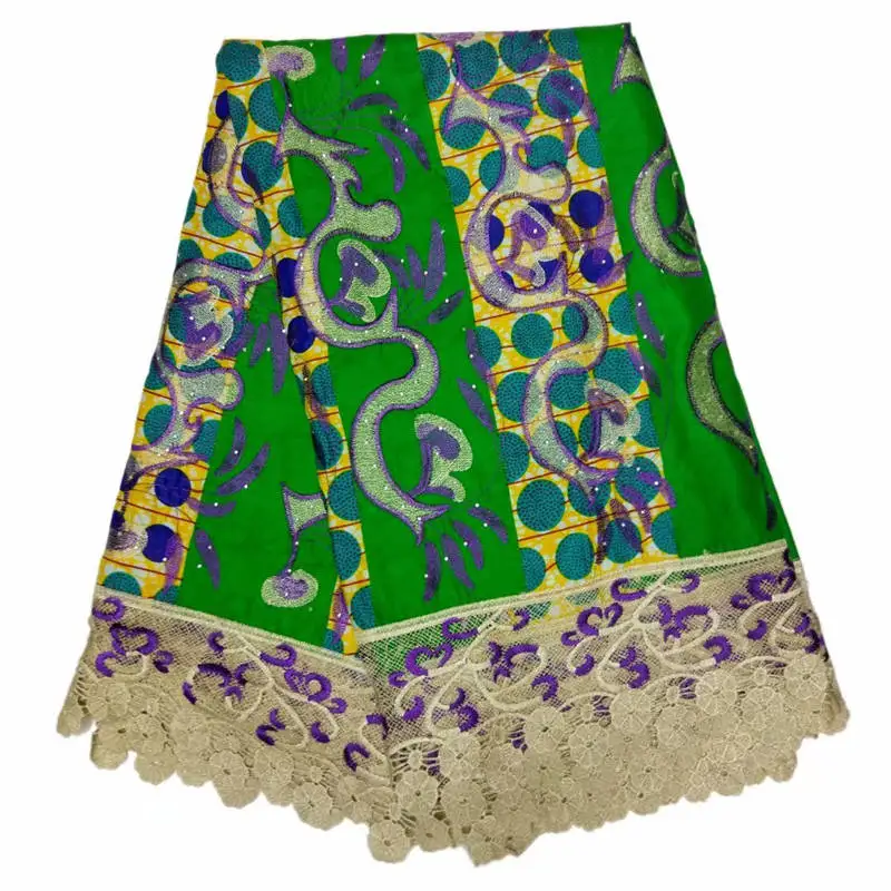 

SMT!New Arrivals 6Yards African Wax Lace Fabric 2019 African Wax Lace Fabric With Embroidery Wax Fabric For Party Dress ! P42516