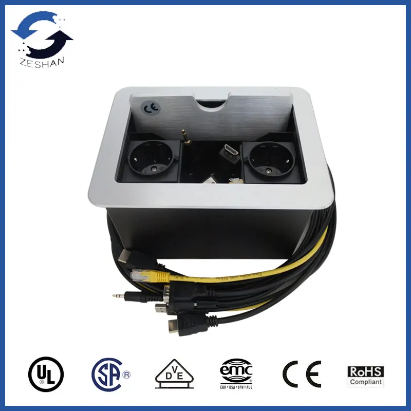 ZSFFCCL Black Flipping Panel Socket with two European power and Cables