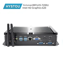 Hystou Промышленные ПК Core i5 7200U 2 RS232 COM безвентиляторный мини-ПК windows 10 linux HDMI VGA HTPC Intel Core i7 мини-компьютер 1007U