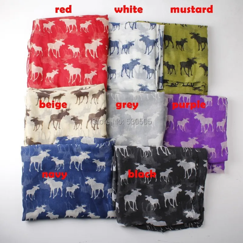 최신 패션 무스 패턴 코튼 보일 스카프 여성 동물 스카프 숄 8 색 도매 10 개 / 몫 무료 배송