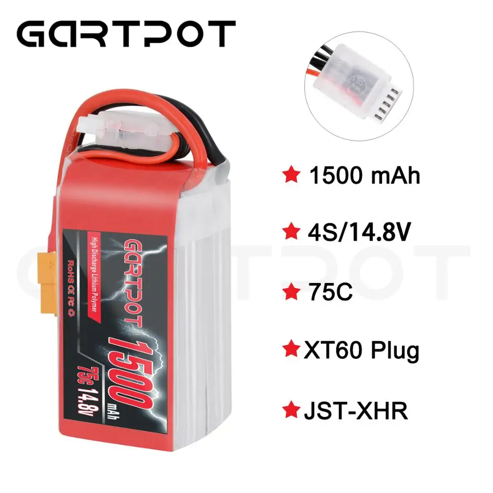 2 единицы GARTPOT 4S lipo батарея fpv 1500mAh 14,8 V Lipo батарея дроны аккумуляторная батарея 75C с XT60 для FPV вертолета