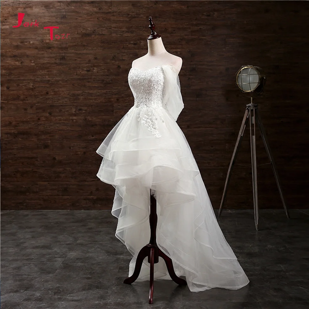 

Jark Tozr Custom Made Little White Dresses 2019 Vestido De Casamento Appliques High Low Wedding Gown China Online Shop Trouwjurk
