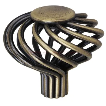 

2PCS 40x45mm Green bronze Single hole Cabinet handle European Antique Circular Birdcage handle wardrobe/cabinet pull knob handle