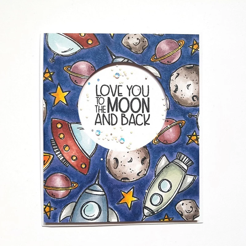 

To the Moon Transparent Clear Silicone Stamp/Seal for DIY Scrapbooking/Photo Album Decorative Cards Making Clear Stamps 4x6inch